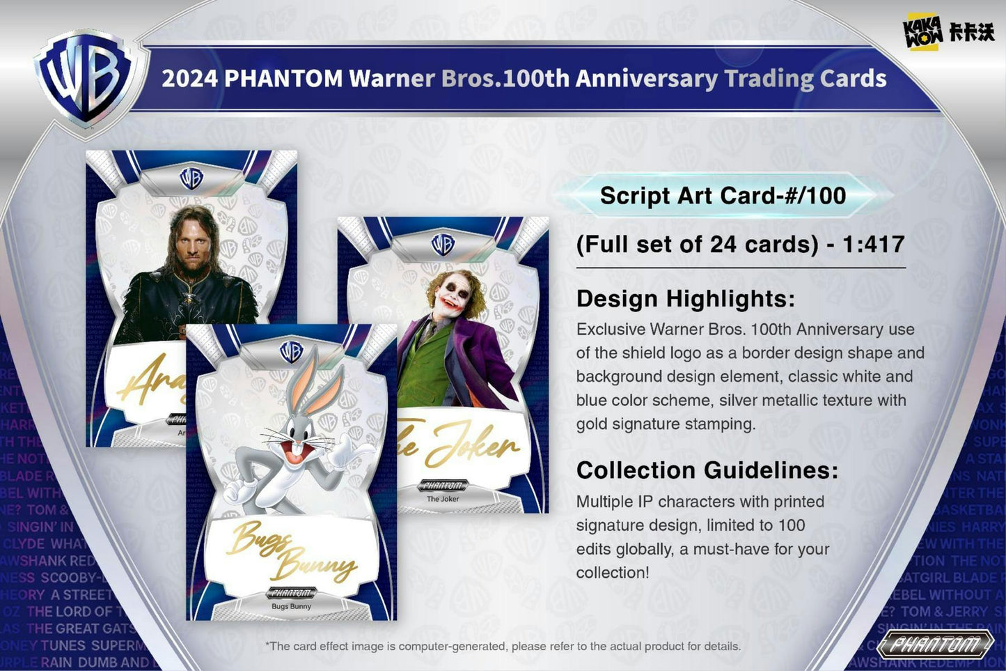 Kakawow 2024 Warner Brothers Phantom 100th Anniversary Trading Cards Hobby Box