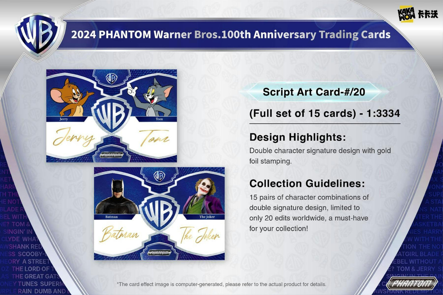 Kakawow 2024 Warner Brothers Phantom 100th Anniversary Trading Cards Hobby Box